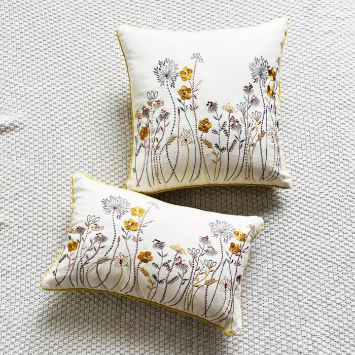 Floral Embroidered Cushion - Image 6