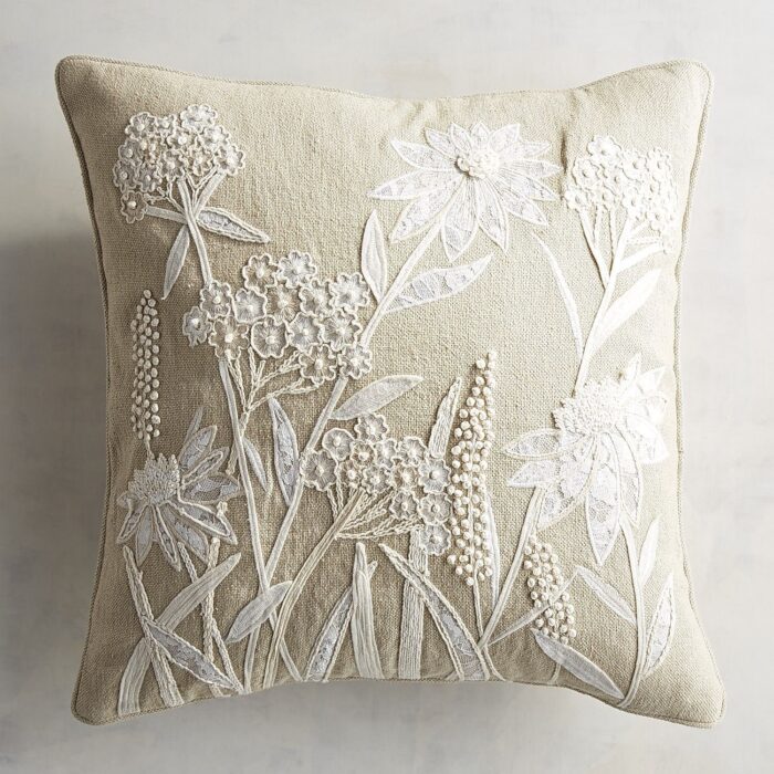 Floral Embroidered Cushion - Image 3