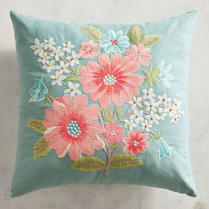 Floral Embroidered Cushion - Image 5