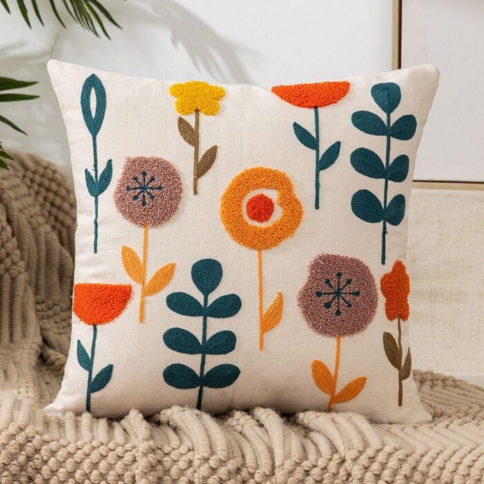 Floral Embroidered Cushion