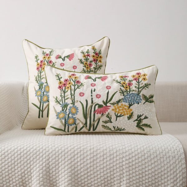 Floral Embroidered Cushion