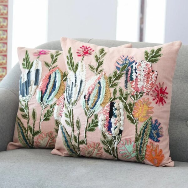 Floral Embroidered Cushion